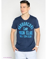 Мужская темно-синяя футболка с принтом от Broadway