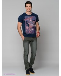 Мужская темно-синяя футболка с принтом от Forecast