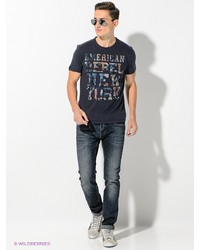 Мужская темно-синяя футболка с принтом от Fred Mello