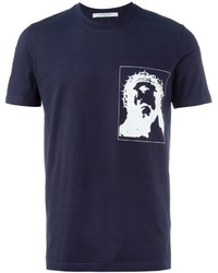 Мужская темно-синяя футболка с принтом от Givenchy