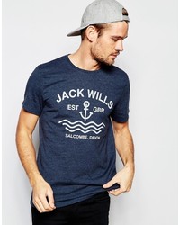 Мужская темно-синяя футболка с принтом от Jack Wills