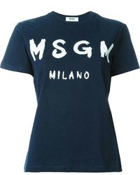 Женская темно-синяя футболка с принтом от MSGM
