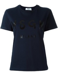 Женская темно-синяя футболка с принтом от MSGM