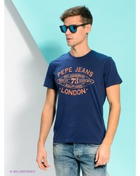Мужская темно-синяя футболка с принтом от PEPE JEANS LONDON