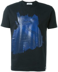 Мужская темно-синяя футболка с принтом от Stone Island