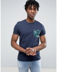 Мужская темно-синяя футболка с цветочным принтом от Jack Wills