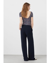 Женская темно-синяя футболка от Mango