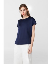 Женская темно-синяя футболка от Mango