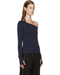 Женская темно-синяя футболка от Jacquemus