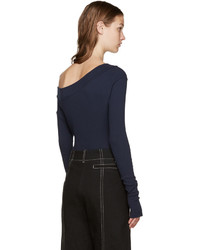 Женская темно-синяя футболка от Jacquemus