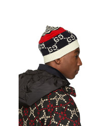 Мужская темно-синяя шапка в горизонтальную полоску от Gucci