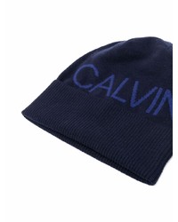 Мужская темно-синяя шапка с принтом от Calvin Klein Jeans