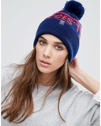 Женская темно-синяя шапка с принтом от Pull&Bear