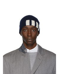 Мужская темно-синяя шапка с принтом от Thom Browne
