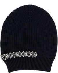 Женская темно-синяя шапка с украшением от No.21