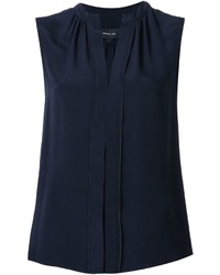 Темно-синяя шелковая блузка со складками от Derek Lam