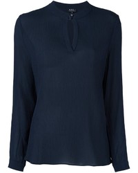 Темно-синяя шелковая блузка от A.P.C.
