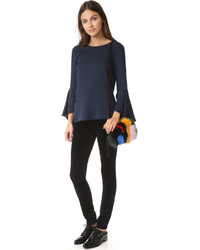 Темно-синяя шелковая блузка от Milly