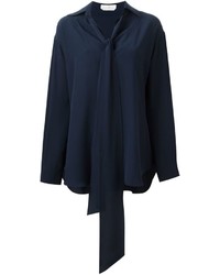 Темно-синяя шелковая блузка от Chloé