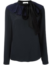 Темно-синяя шелковая блузка от Chloé