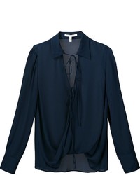 Темно-синяя шелковая блузка от Derek Lam 10 Crosby