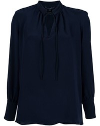 Темно-синяя шелковая блузка от Derek Lam