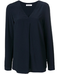 Темно-синяя шелковая блузка от Dondup