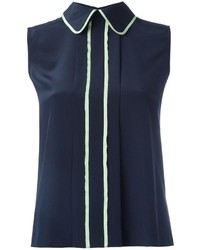 Темно-синяя шелковая блузка от Emporio Armani
