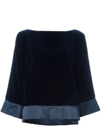 Темно-синяя шелковая блузка от Giorgio Armani