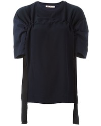 Темно-синяя шелковая блузка от Marni