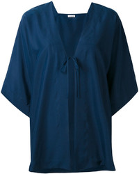 Темно-синяя шелковая блузка от P.A.R.O.S.H.