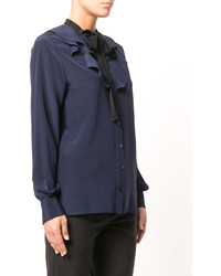 Темно-синяя шелковая блузка от Joseph