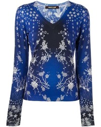 Темно-синяя шелковая блузка от Roberto Cavalli