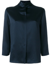 Темно-синяя шелковая блузка от Vince