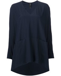 Темно-синяя шелковая блузка от Zero Maria Cornejo