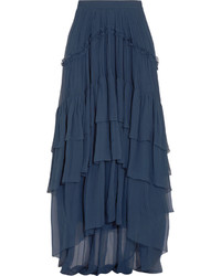 Темно-синяя шелковая длинная юбка от Chloé
