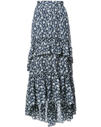 Темно-синяя шелковая длинная юбка от Ulla Johnson