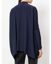Женская темно-синяя шелковая классическая рубашка от Erika Cavallini