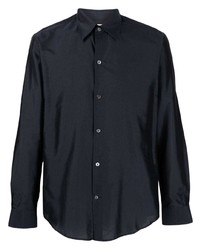 Мужская темно-синяя шелковая рубашка с длинным рукавом от FURSAC