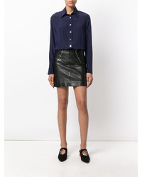 Женская темно-синяя шелковая рубашка от Balmain