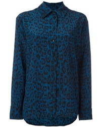 Женская темно-синяя шелковая рубашка от Christian Wijnants