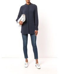 Женская темно-синяя шелковая рубашка от Joseph