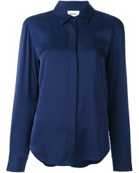 Женская темно-синяя шелковая рубашка от DKNY