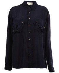 Женская темно-синяя шелковая рубашка от Faith Connexion