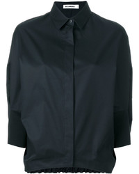 Женская темно-синяя шелковая рубашка от Jil Sander