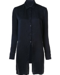 Женская темно-синяя шелковая рубашка от RtA