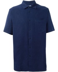 Мужская темно-синяя шелковая рубашка от Soulland
