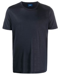 Мужская темно-синяя шелковая футболка с круглым вырезом от Barba