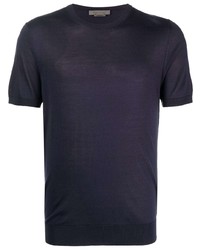 Мужская темно-синяя шелковая футболка с круглым вырезом от Corneliani