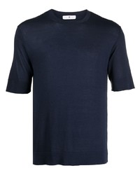 Мужская темно-синяя шелковая футболка с круглым вырезом от PT TORINO